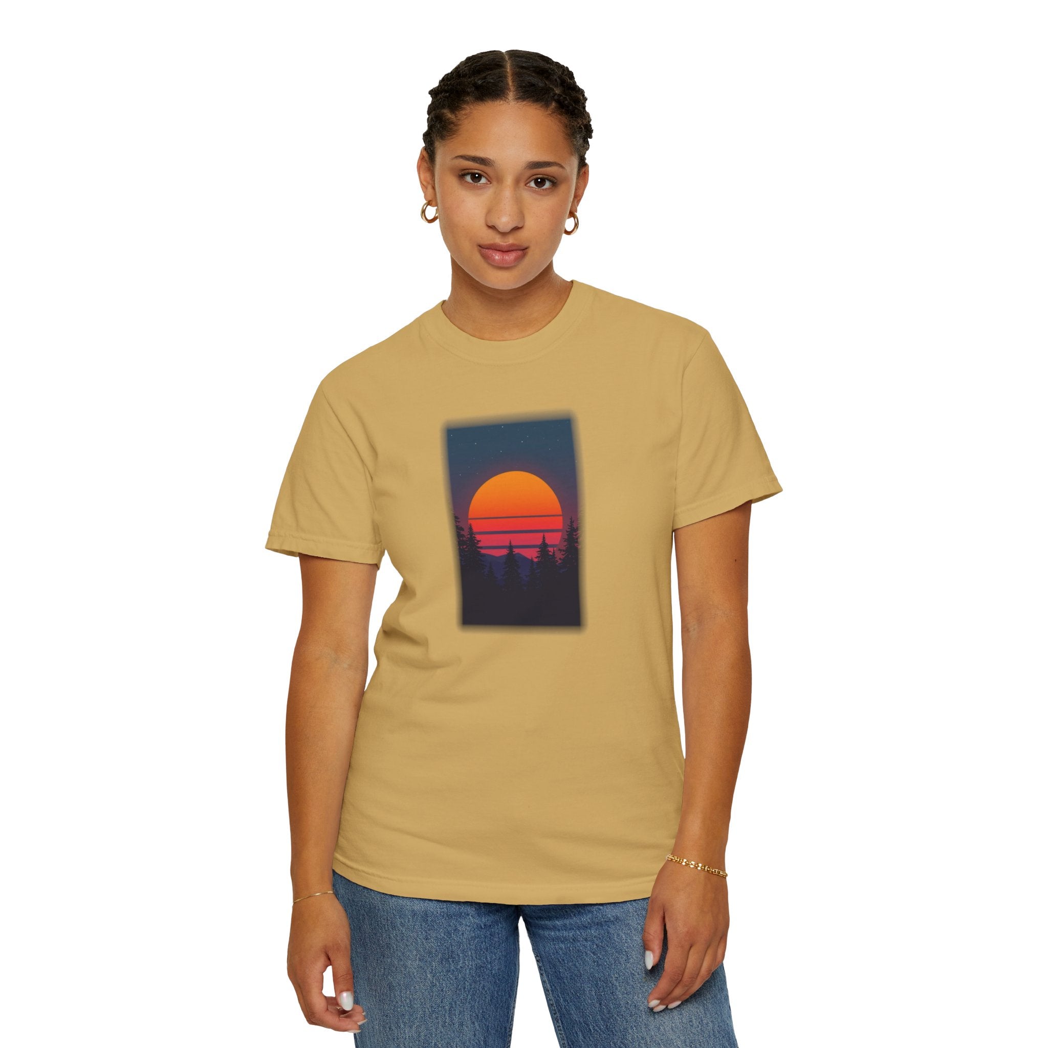 Comfort Colors® Garment-Dyed Short Sleeve Tee Graphic design-Retro Conifer Sunset
