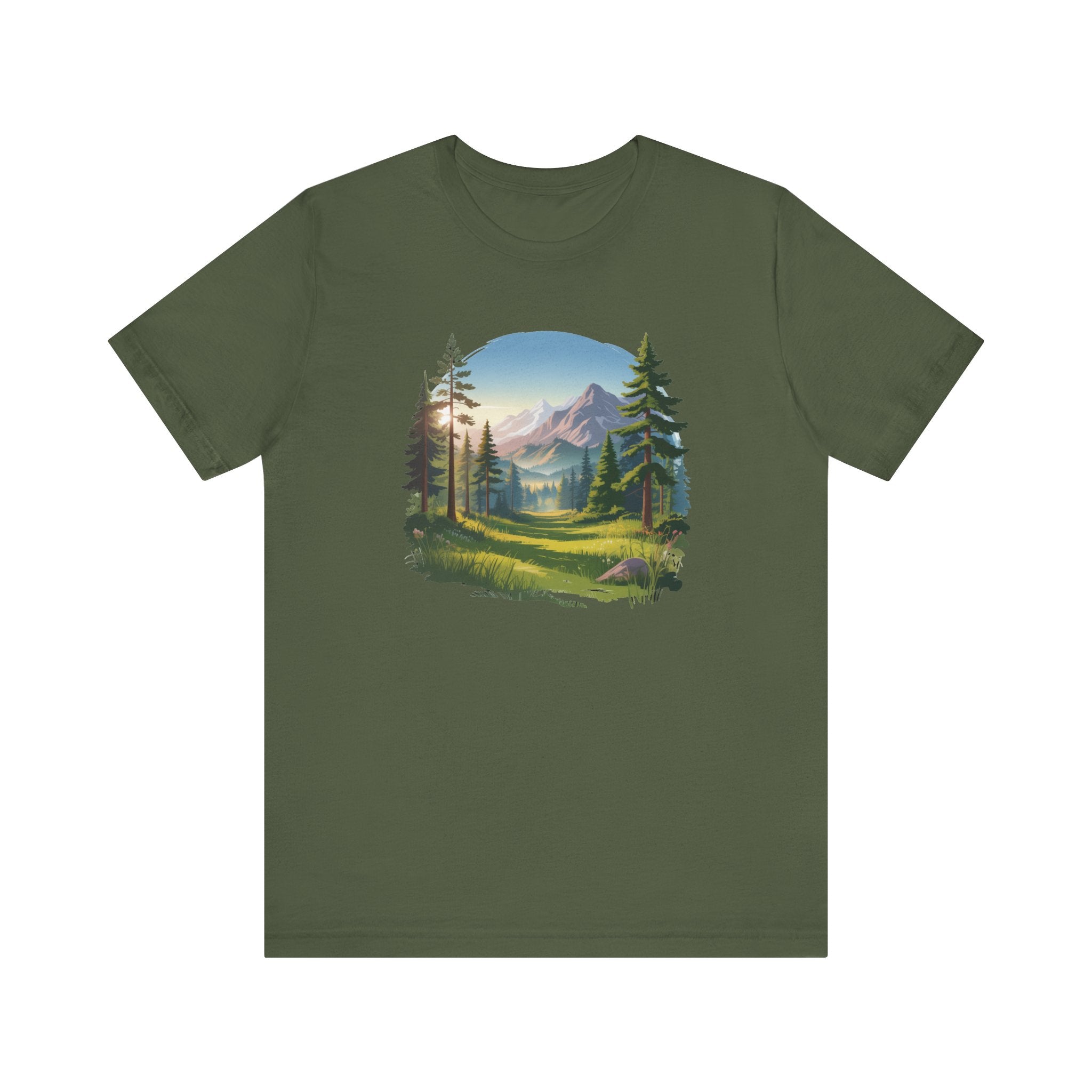 Bella+Canvas Unisex Jersery Short Sleeve Tee Mountain Woodland Design