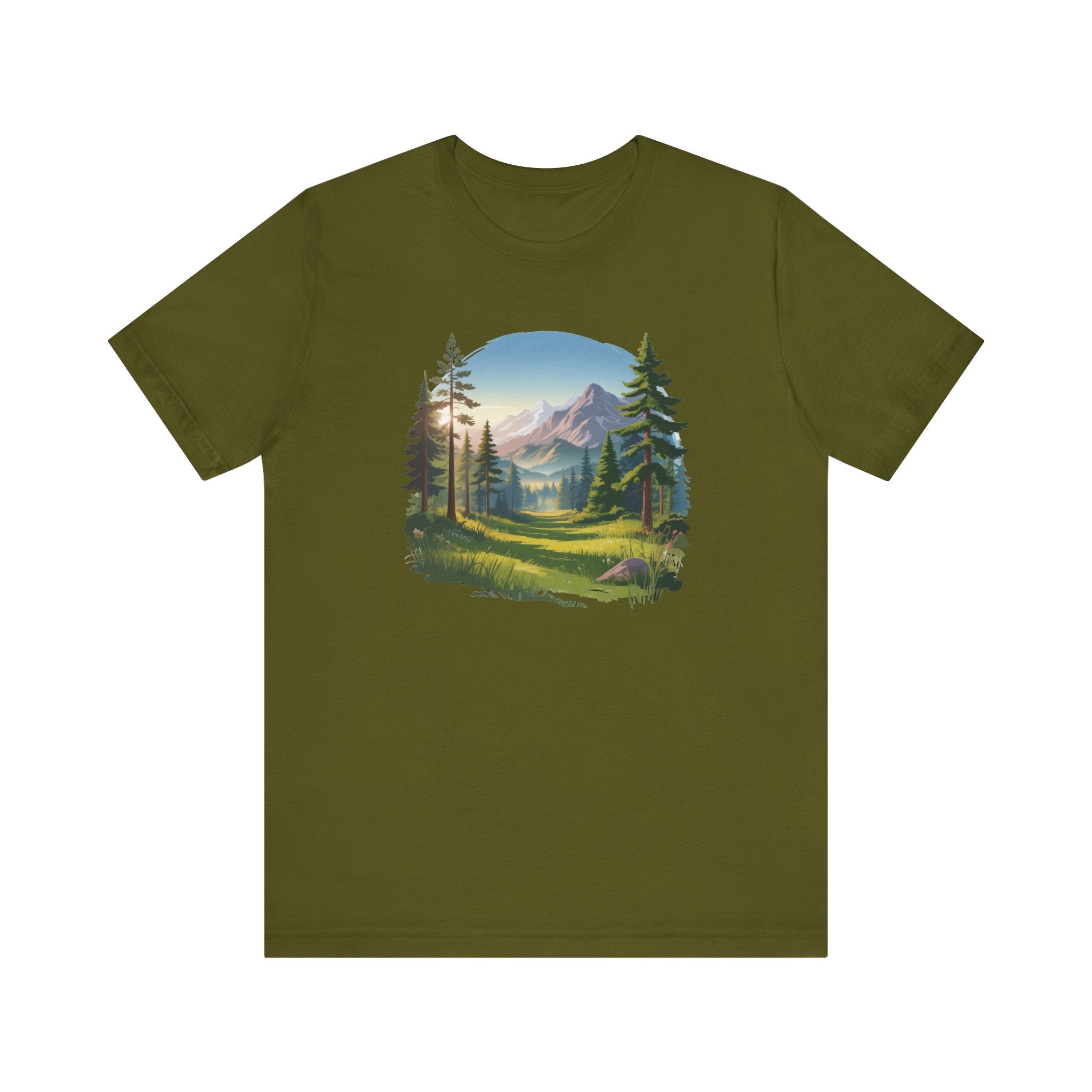 Bella+Canvas Unisex Jersery Short Sleeve Tee Mountain Woodland Design
