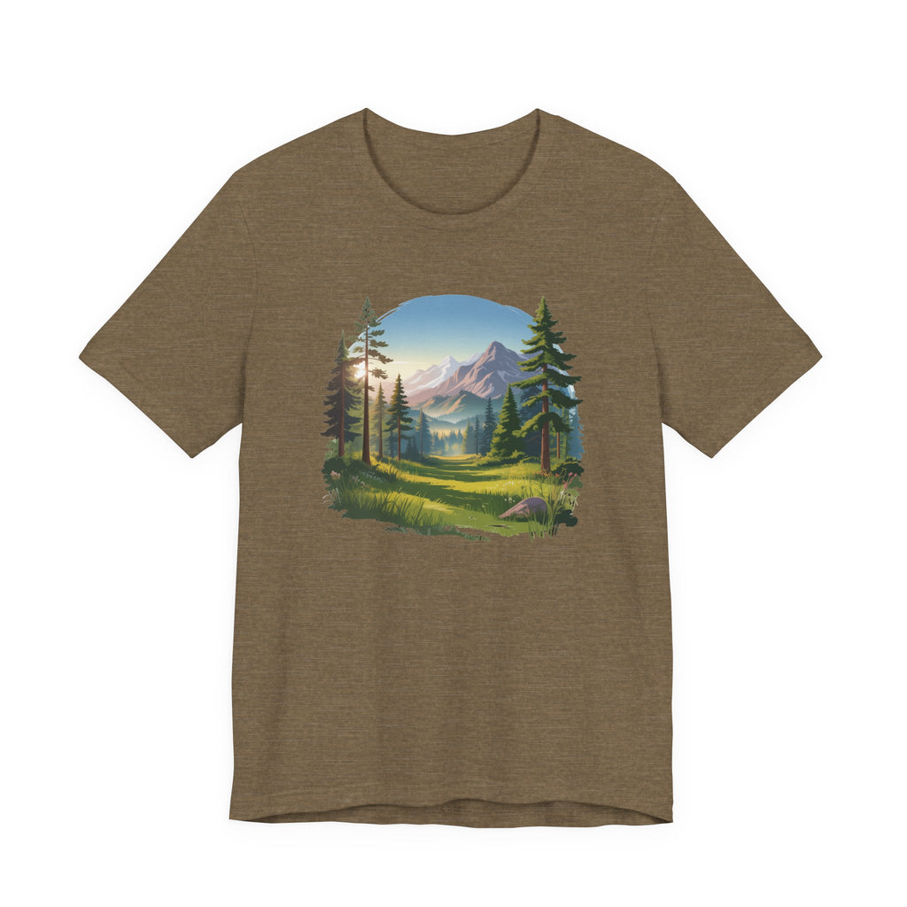 Bella+Canvas Unisex Jersery Short Sleeve Tee Mountain Woodland Design
