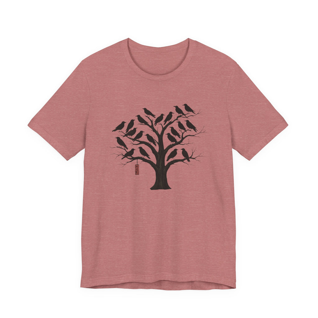 Bella+Canvas Unisex Jersery Short Sleeve T-Shirt — Silhouette Bird Tree Graphic Tee