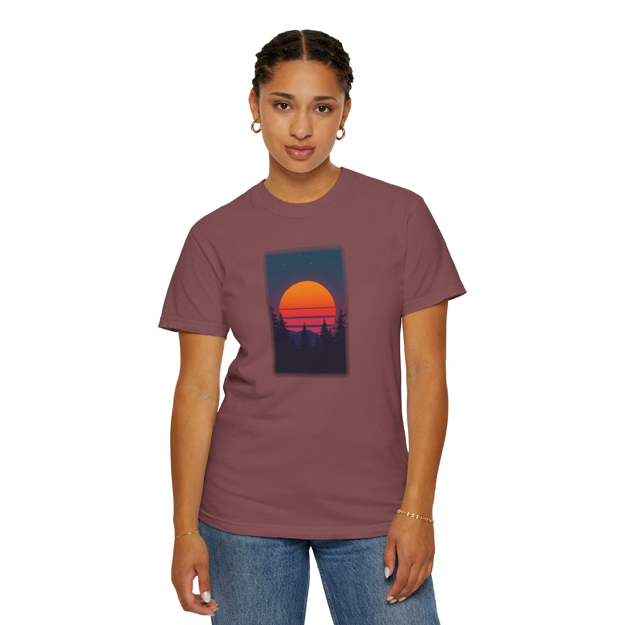 Comfort Colors® Garment-Dyed Short Sleeve Tee Graphic design-Retro Conifer Sunset