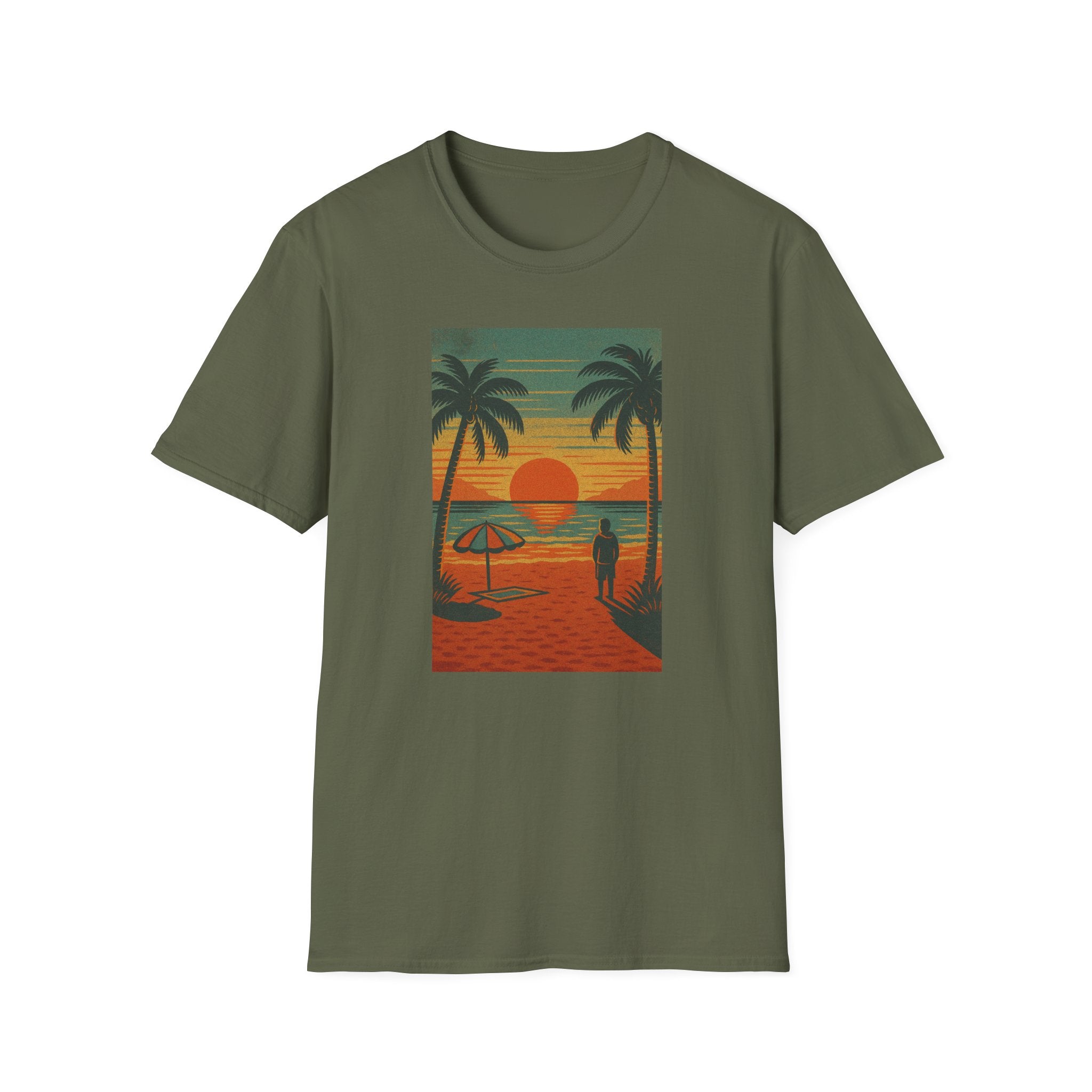 Gildan Unisex Softstyle® T-Shirt Retro Beach Sunset