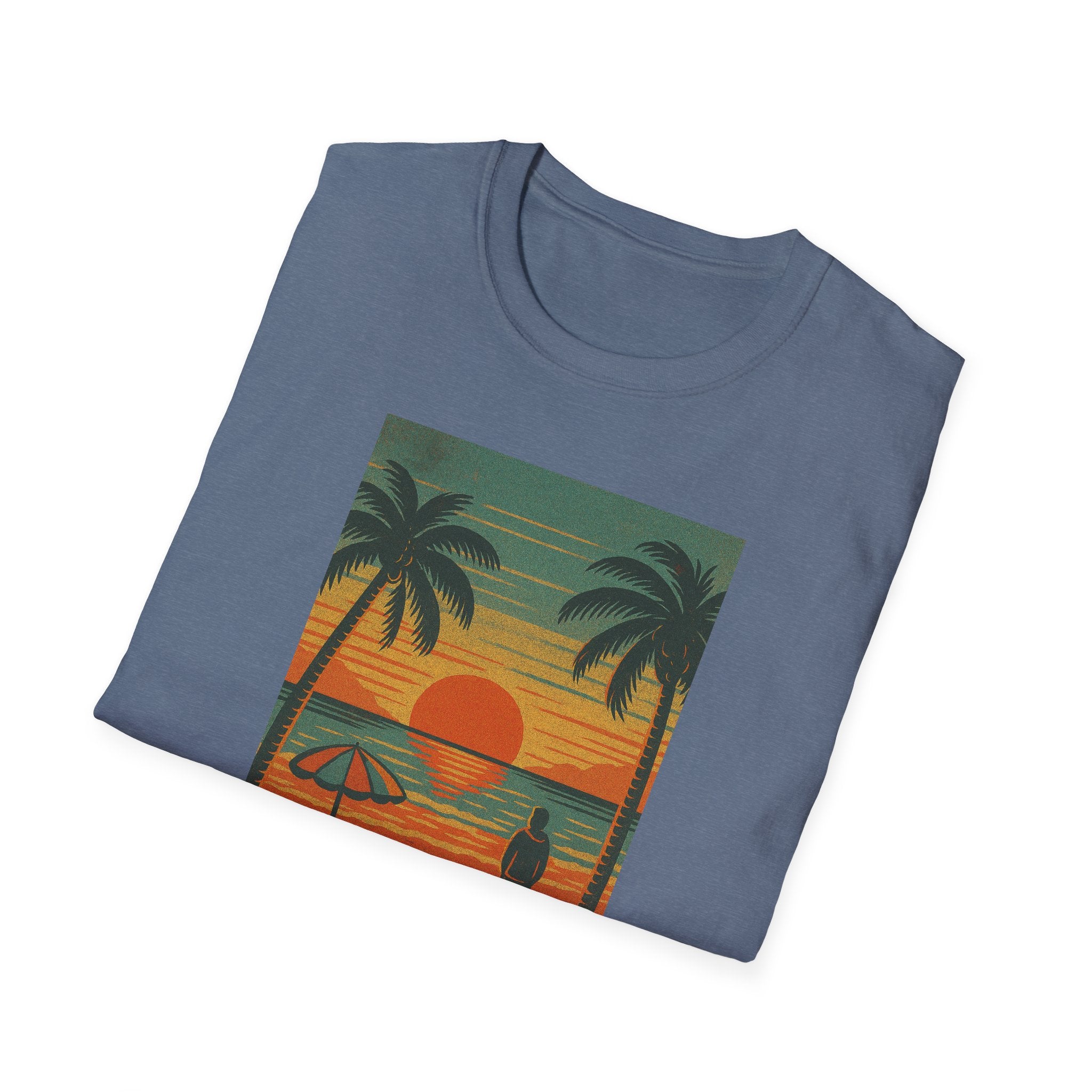 Gildan Unisex Softstyle® T-Shirt Retro Beach Sunset