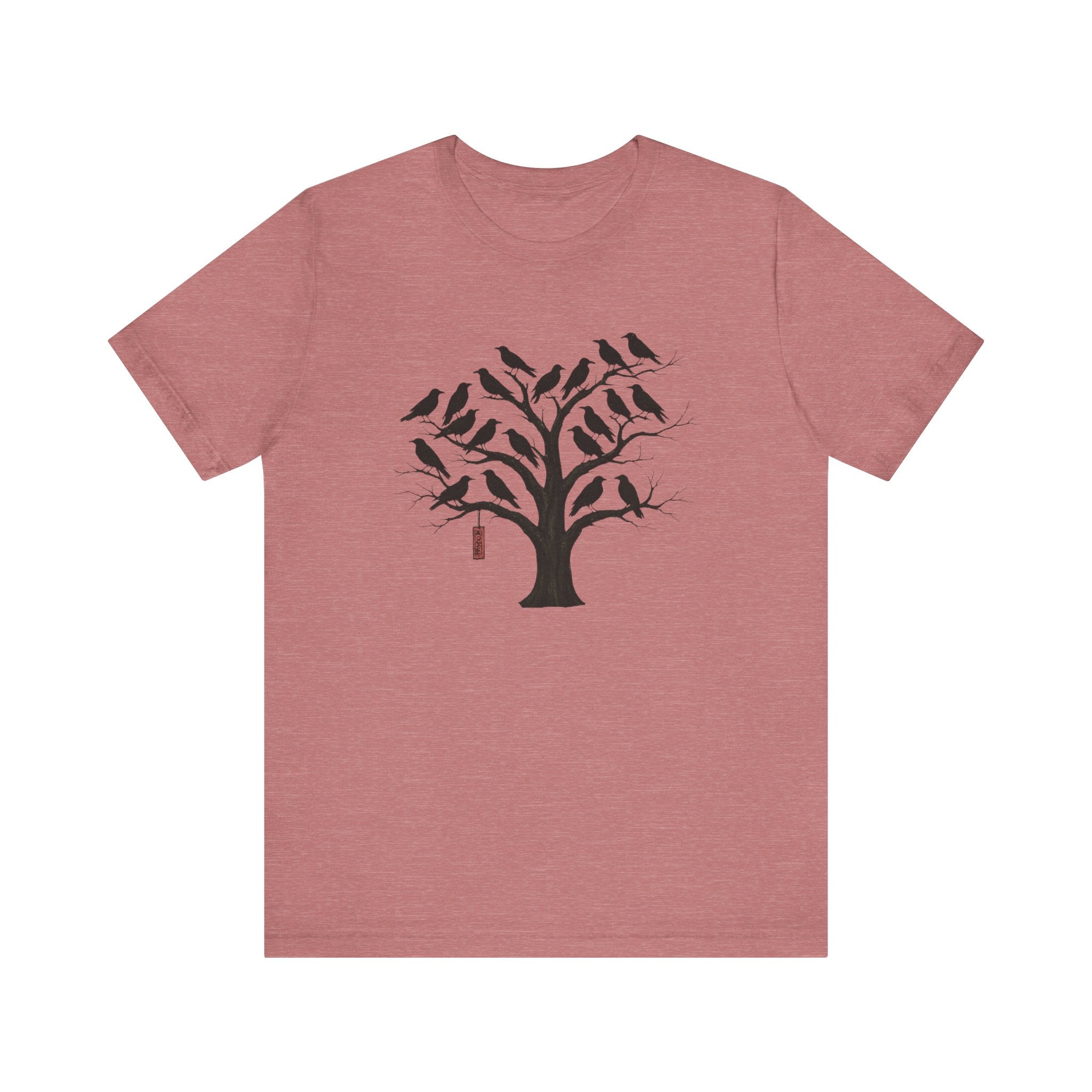 Bella+Canvas Unisex Jersery Short Sleeve T-Shirt — Silhouette Bird Tree Graphic Tee