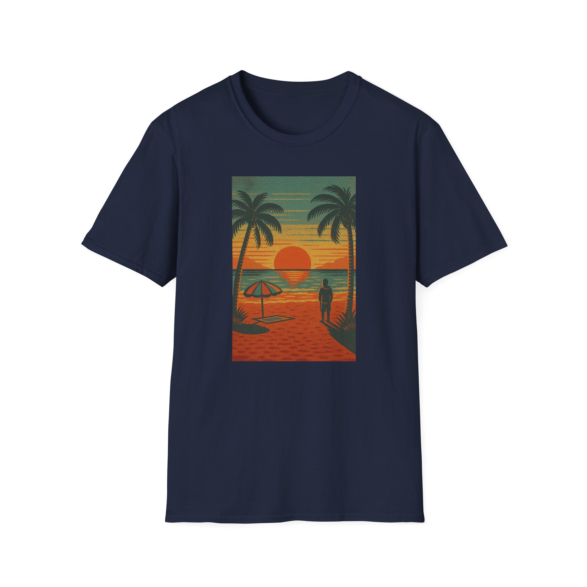 Gildan Unisex Softstyle® T-Shirt Retro Beach Sunset